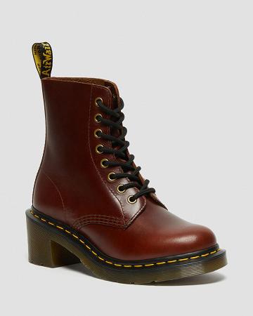 Dr Martens Clemency Leren Hak Hakken Laarzen Dames Bruin | NL 631YXF